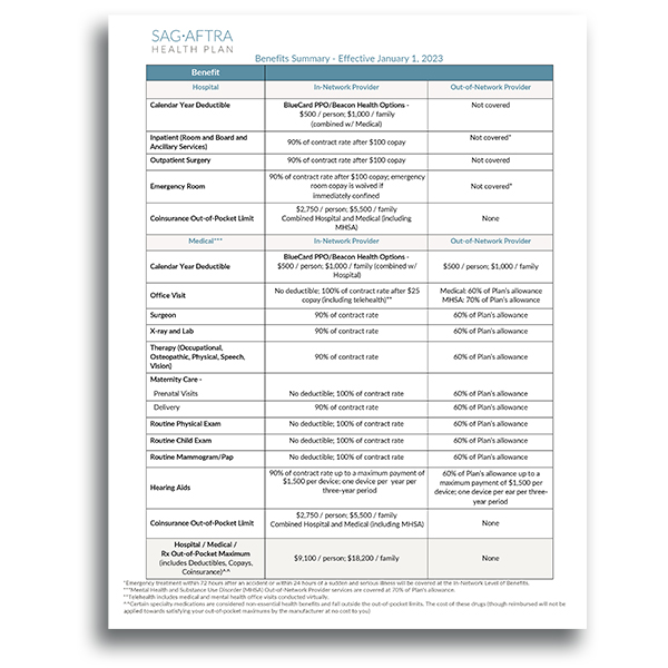 benefits summary cover 2023